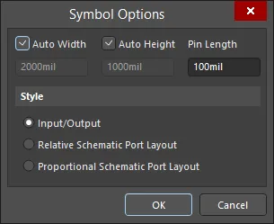 The Symbol Options dialog