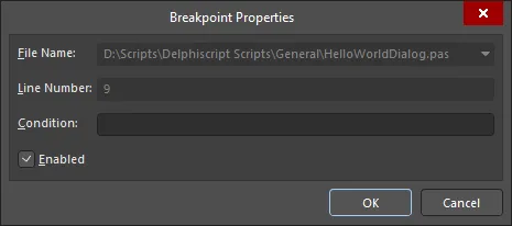 The Breakpoint Properties dialog