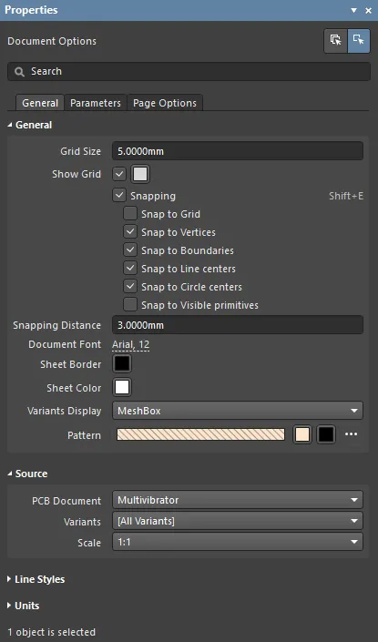 The Draftsman Document Options apply to all pages of a drawing document.