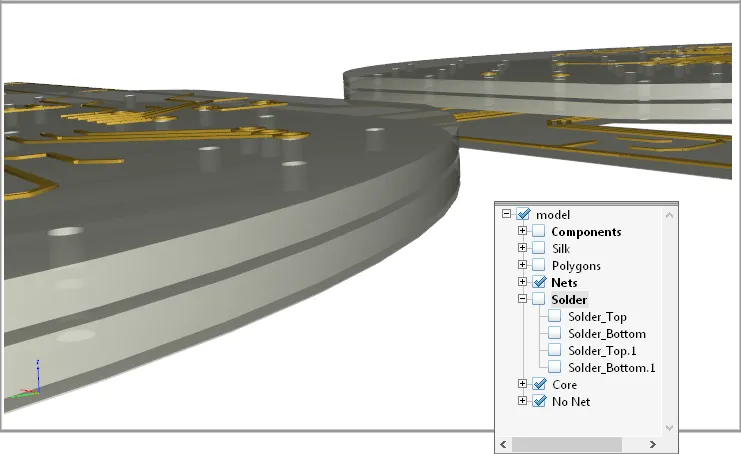 The design displayed with components and board overlays deselected, illustrating the degree of 3D control available in Acrobat Reader.