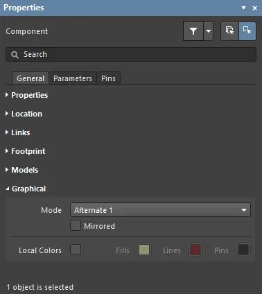 An Alternate Part will attempt to use the same graphical display mode number as the base part.