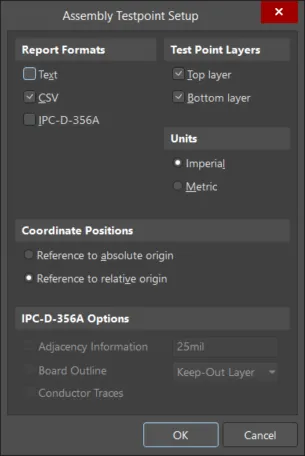 The AssemblyTestpoint Setup dialog