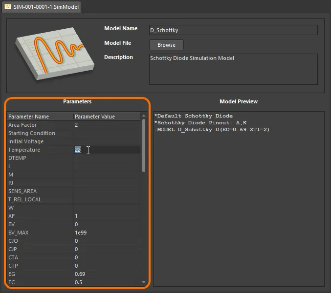 Define parameters for the model as part of its definition – directly using in-place editing.