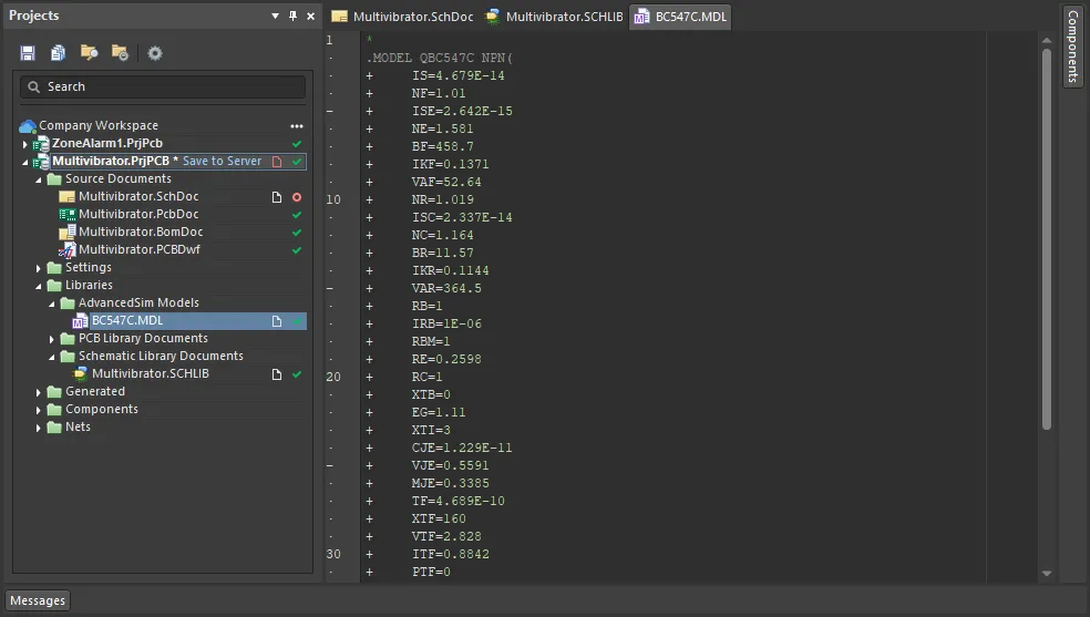 Example text content of a simulation model.