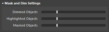 Mask and Dim Settings, PCB editor View Configurations panel, View Options tab