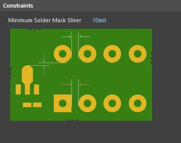 Default constraint for the Minimum Solder Mask Sliver rule