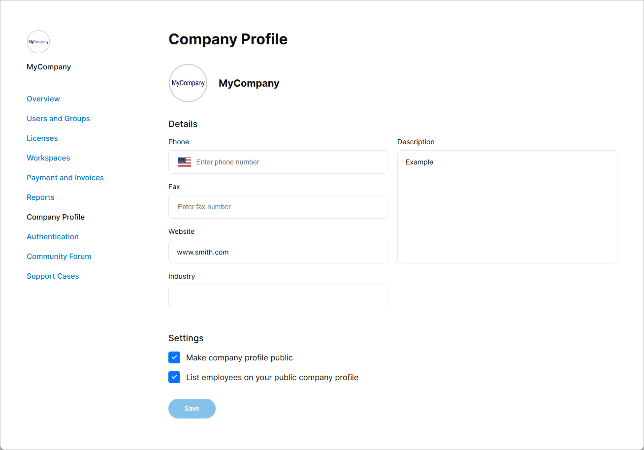View and edit top-level information for your Company Account. View and edit top-level information for your Company Account.