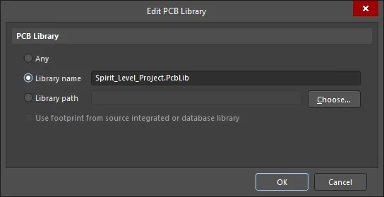 The Edit PCB Library dialog