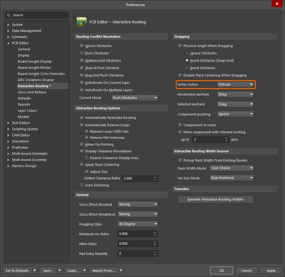 Preferences dialog