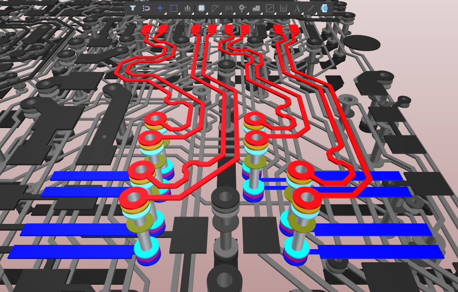 Example of differential routing on a PCB