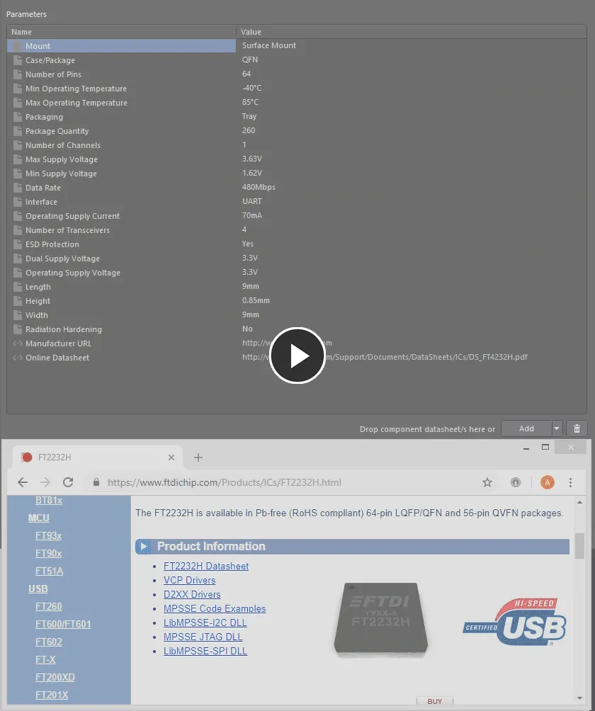 Example demonstrating attachment of a datasheet from a web page.