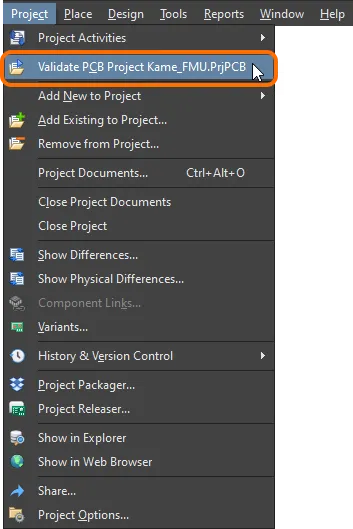 Validate your design using the Validate PCB Project &lt;ProjectName&gt; command.