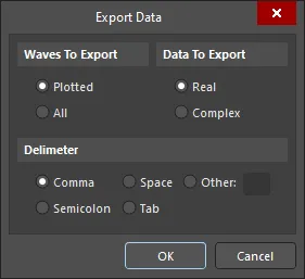 The Export Data dialog