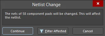 The Netlist Change dialog