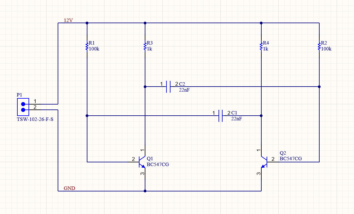 Net labels have been added to the 12V and GND nets, completing the schematic.