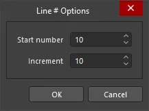 The Line Number Options dialog