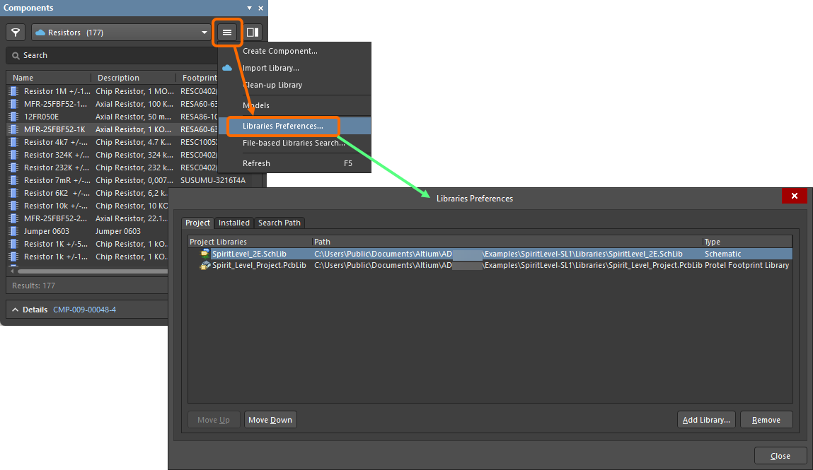 Define model availability in the Libraries Preferences dialog.