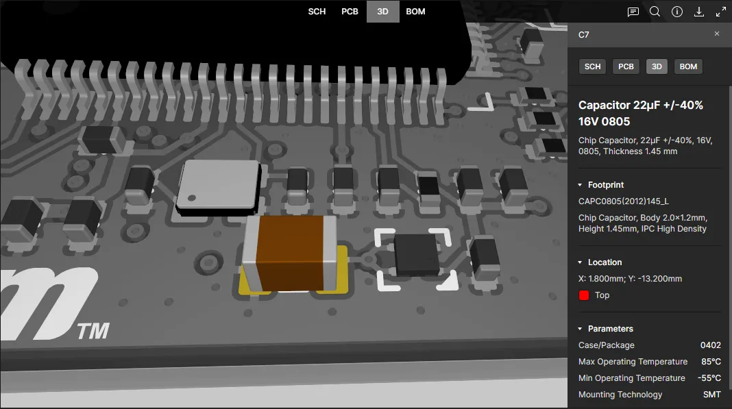 An example of component selected in the 3D data view. An example of component selected in the 3D data view.