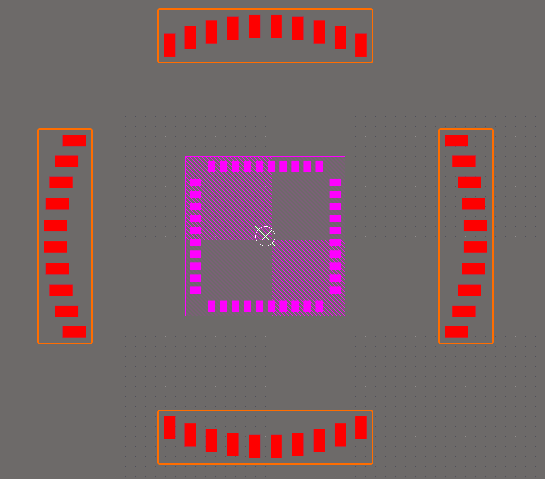 In this example, pads placed on the Top Layer around the die will act as bond finger pads.