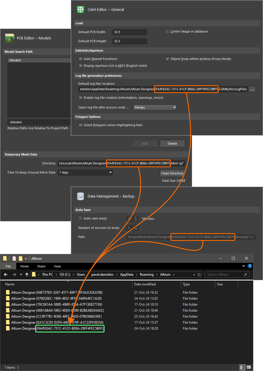 Identifying the GUID used for the active version instance of Altium Designer.