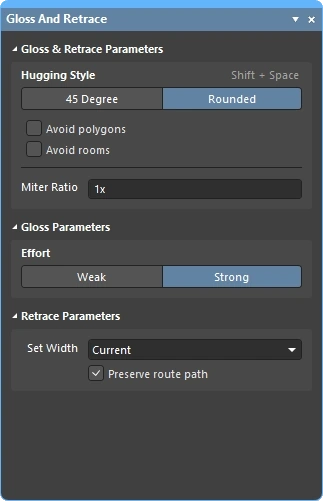 Gloss and Retrace panel