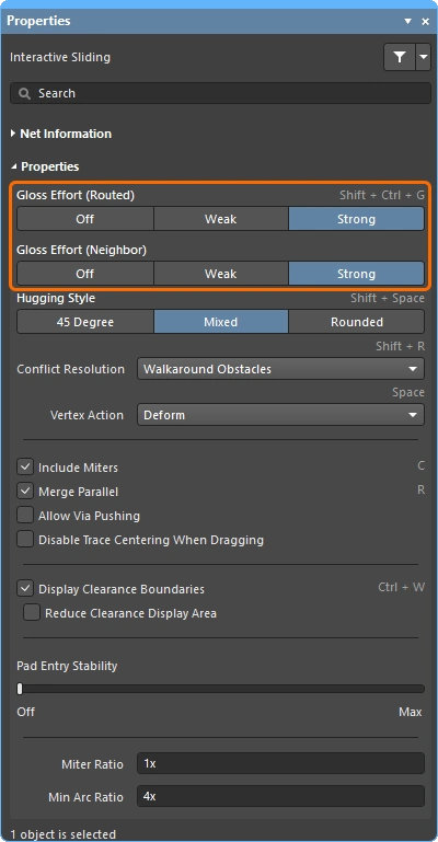 Interactive Sliding Properties panel