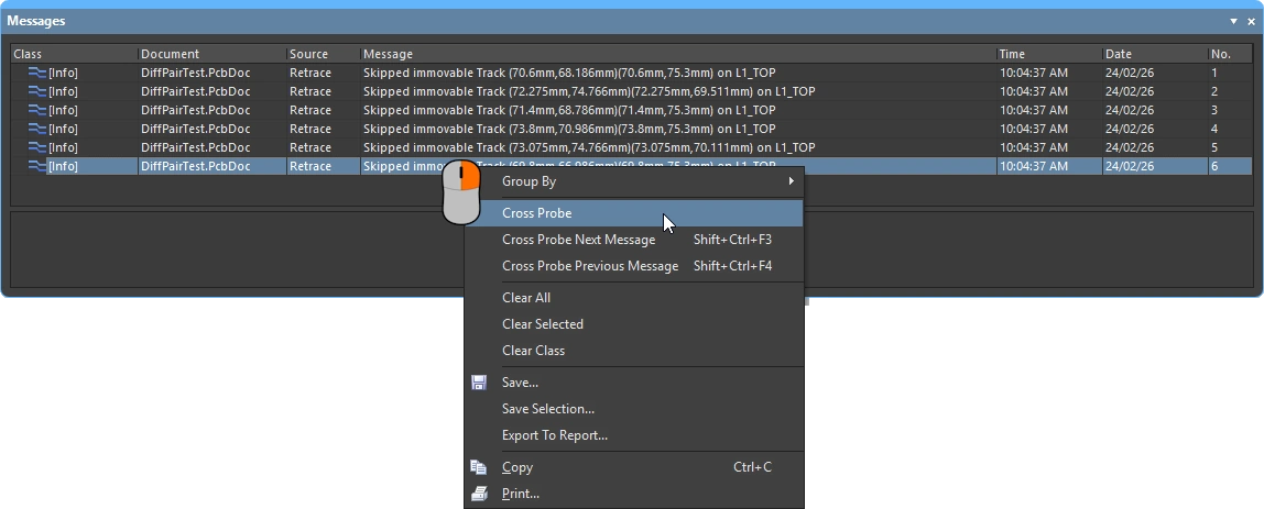 Interactive Routing Properties panel