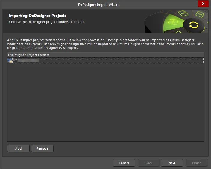 You can drag and drop your designs directly from Windows Explorer project folders into the designs and libraries page of the Import Wizard.
