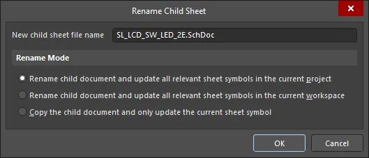 The Rename Child Sheet dialog