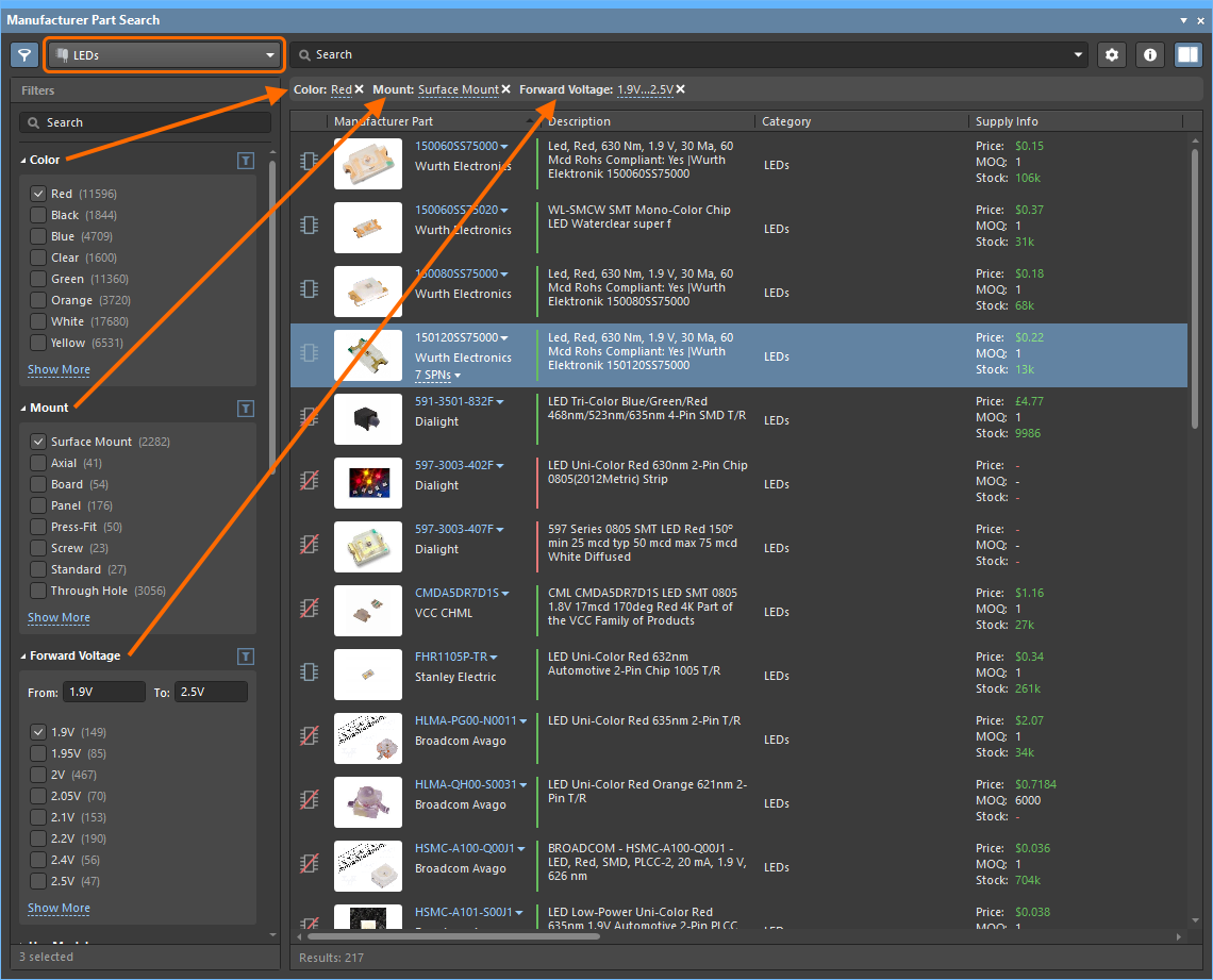 Use the provided categories and filters to quickly refine the component list. Use the provided categories and filters to quickly refine the component list.