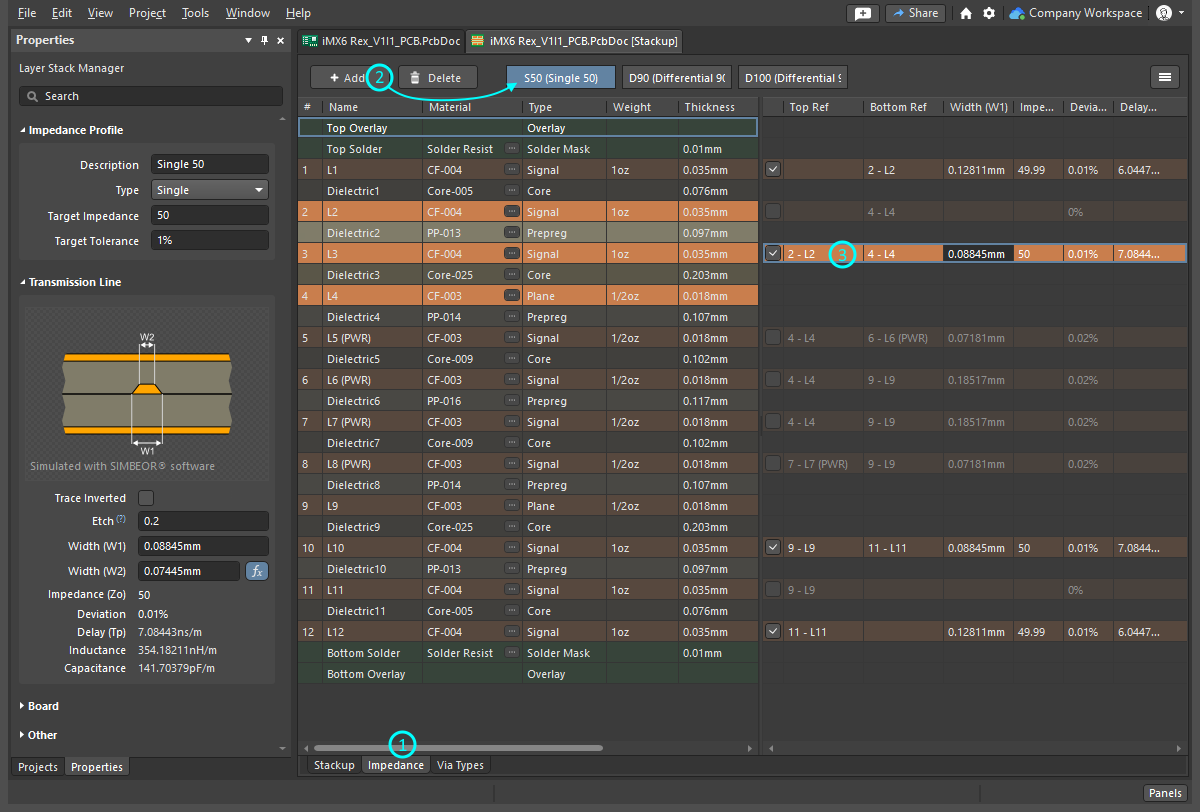 Add a new Profile, enable the layers that it applies on, configure the reference layers, and define the properties of the Profile in the Properties panel.