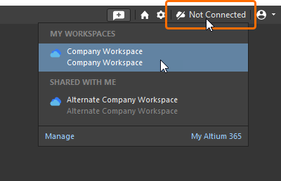 Click to access a Workspace from all those available to you.