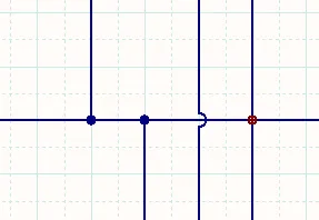 Auto-junctions have the same color as wires. Note the selected cross-over style.