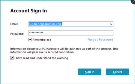 The Account Sign In dialog The Account Sign In dialog