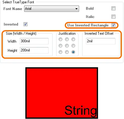 Fine-tune the appearance of inverted text with control over the bounding rectangle, and the location of the text within it.
