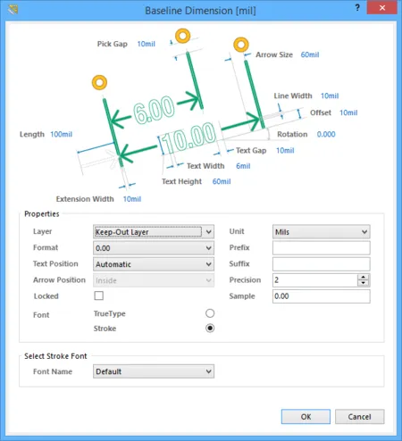 The Baseline Dimension dialog The Baseline Dimension dialog