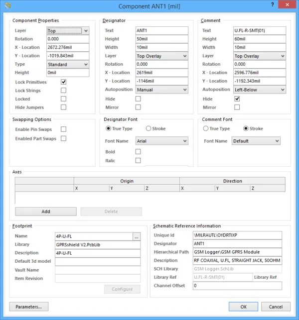 The Component dialog