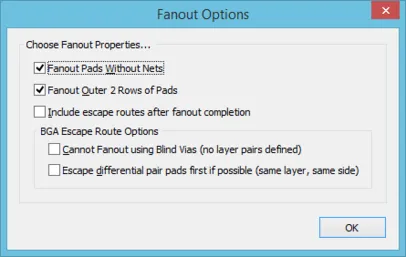The Fanout Options dialog