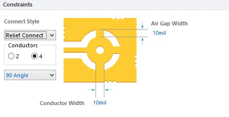 Default constraints for the Polygon Connect Style rule.