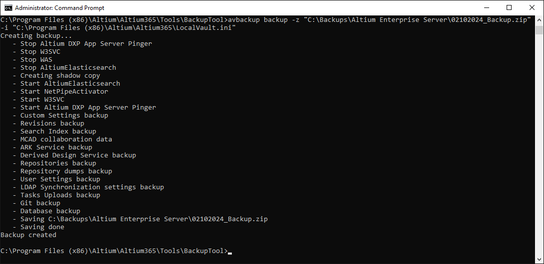The result of running the example backup command. The result of running the example backup command.