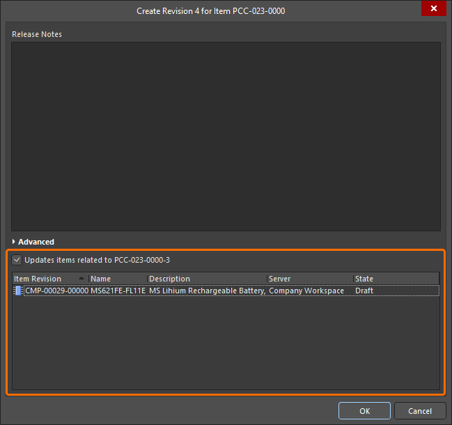 Accessing the option to update related Workspace Components, that are referencing the Workspace Footprint being re-saved.