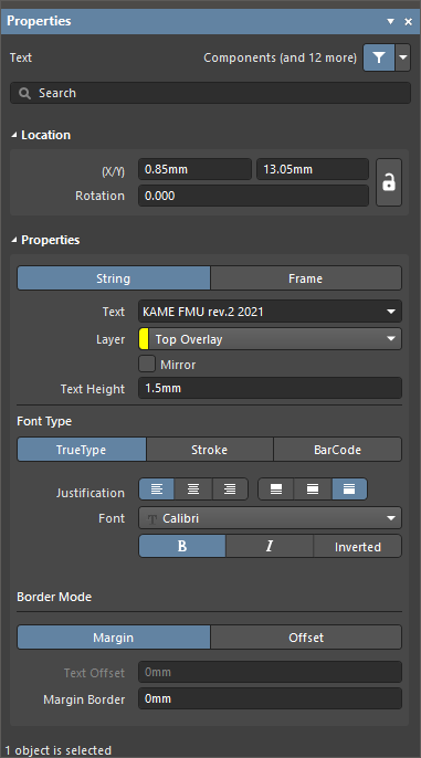 The Text mode of the Properties The Text mode of the Properties
