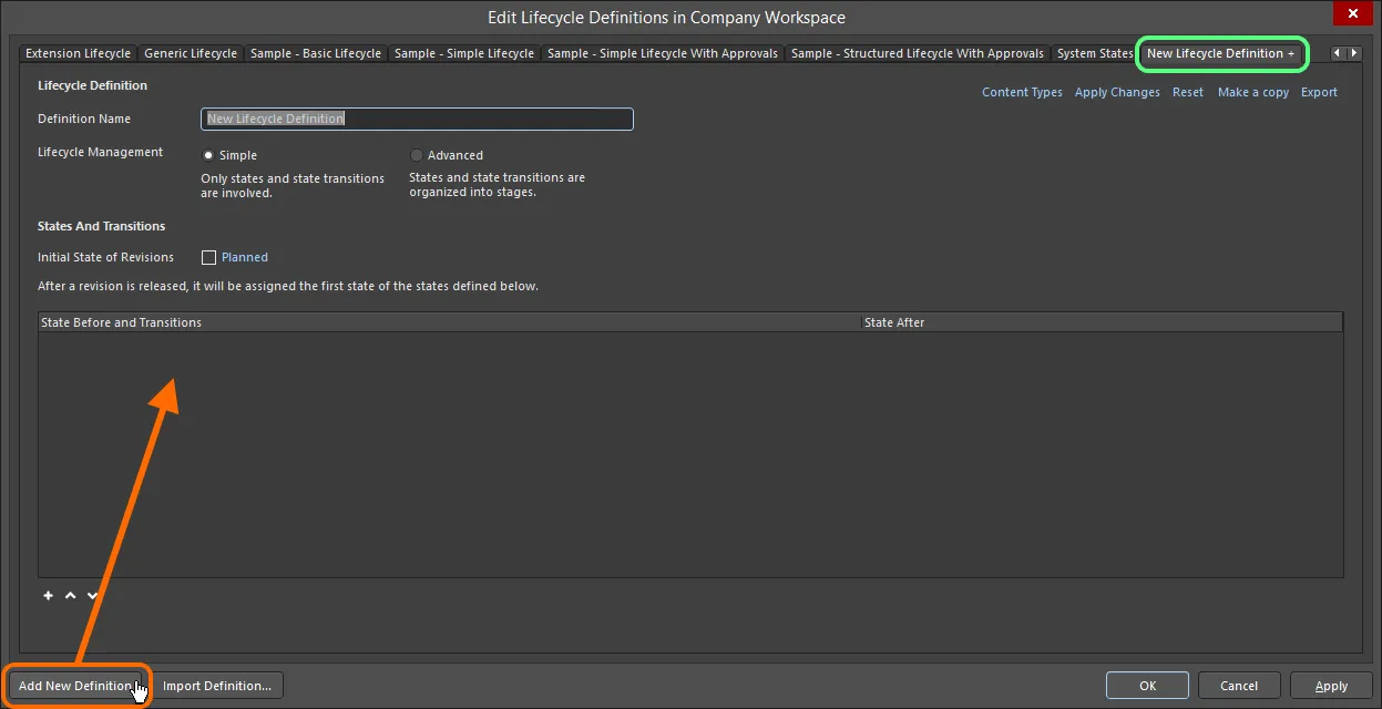 Create your own custom lifecycle definition. Create your own custom lifecycle definition.