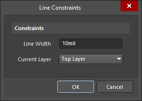 The Line Constraints dialog. The Line Constraints dialog.