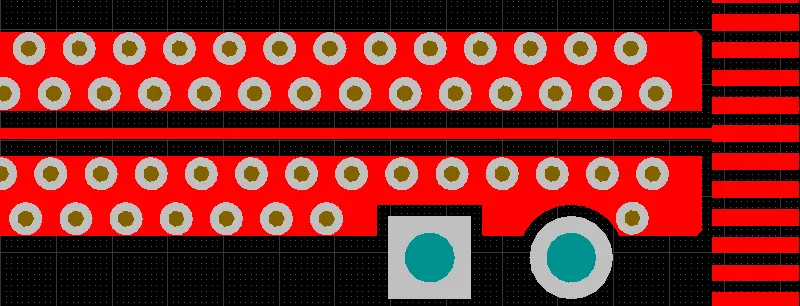 クリアランスカットアウトオプションが有効になっているネットの周りのシールドビア、画像上にカーソルを移動してクリアランスカットアウトオプションを無効にします。