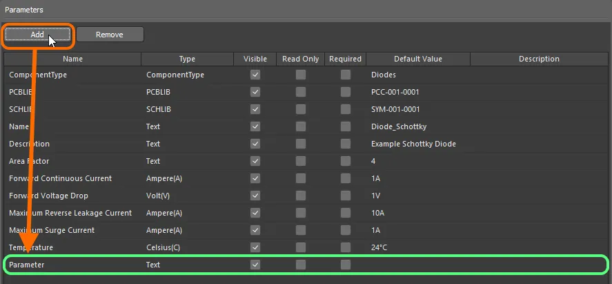 Example addition of a new user parameter to the template. Example addition of a new user parameter to the template.