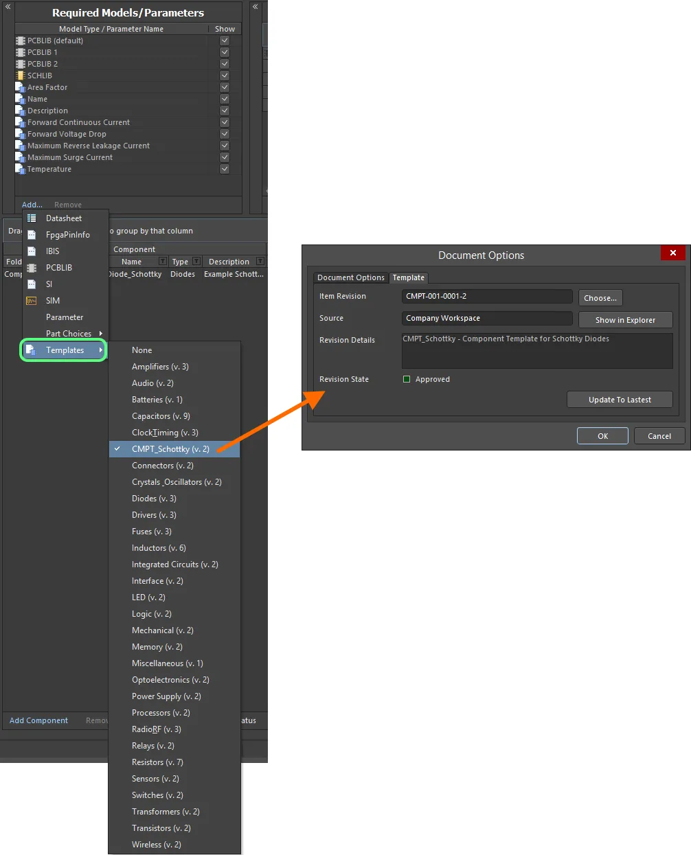 Quickly linking a component template from a menu of all available templates. Quickly linking a component template from a menu of all available templates.