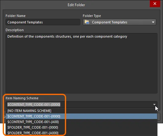 The Item Naming Scheme of the parent folder is applied to the Unique ID for each Item created within that folder. The Item Naming Scheme of the parent folder is applied to the Unique ID for each Item created within that folder.