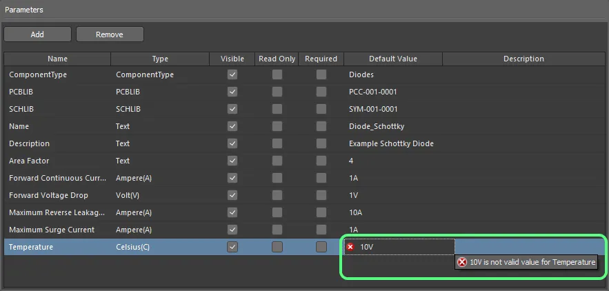 Example of data validation in action within the Component Template Editor. Example of data validation in action within the Component Template Editor.