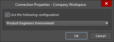 The&nbsp;Connection Properties dialog when connected to an Altium 365 Workspace